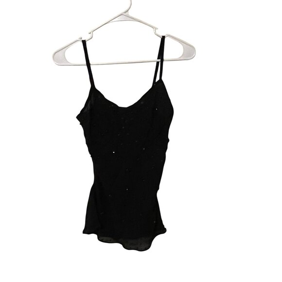 NWT Black Beaded Sleeveless Camisole Top With Adjustable Straps #E-7-13-100 - Picture 1 of 6